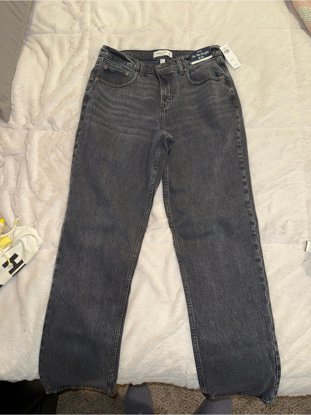 Abercrombie & Fitch Straight Leg Jeans in Faded Black